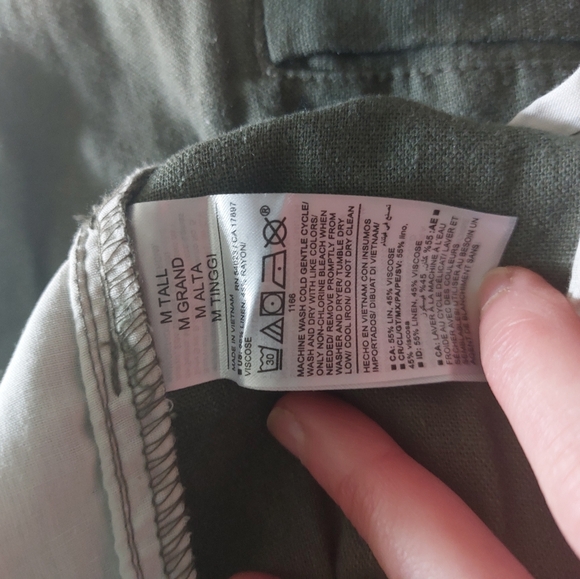 Old Navy olive green linen blend pants With Elastic Waist Medium M - Picture 3 of 15
